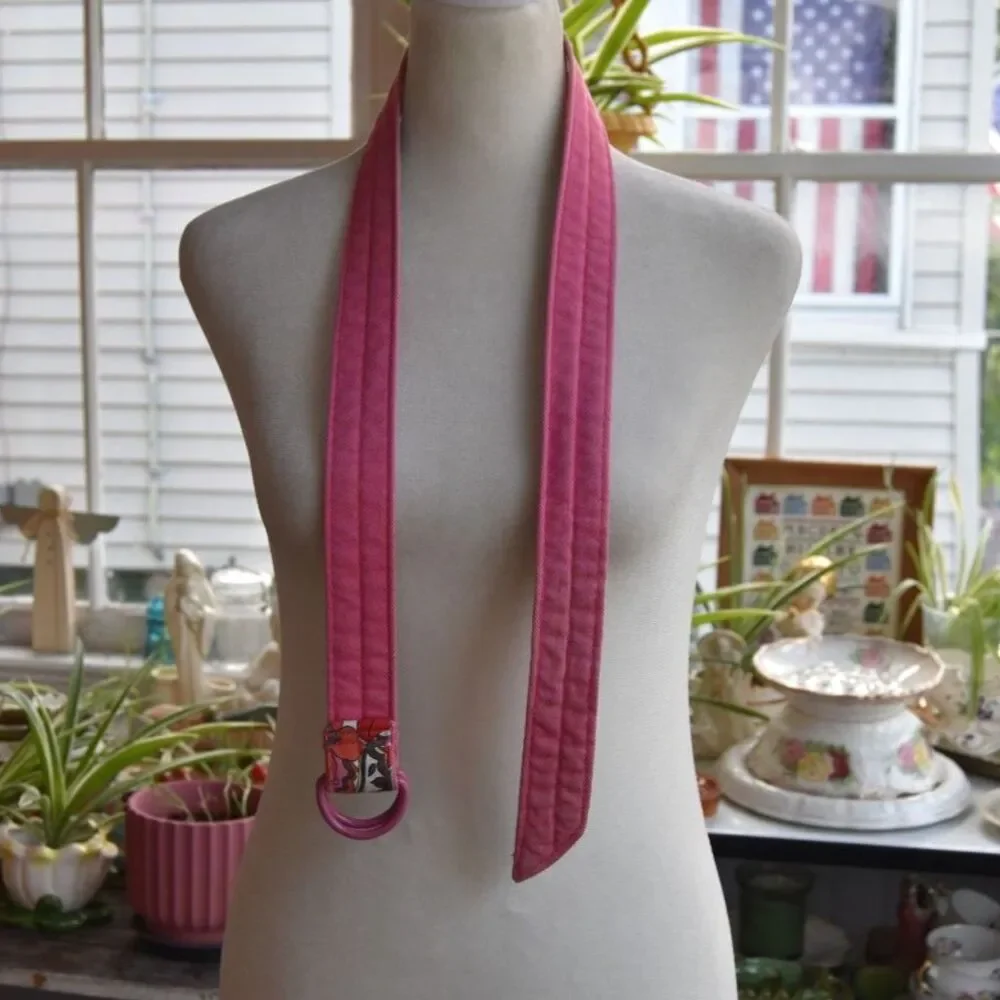 Vintage 70s Reversible Floral D Ring Psychedelic Pink Boho Hippie L39.5